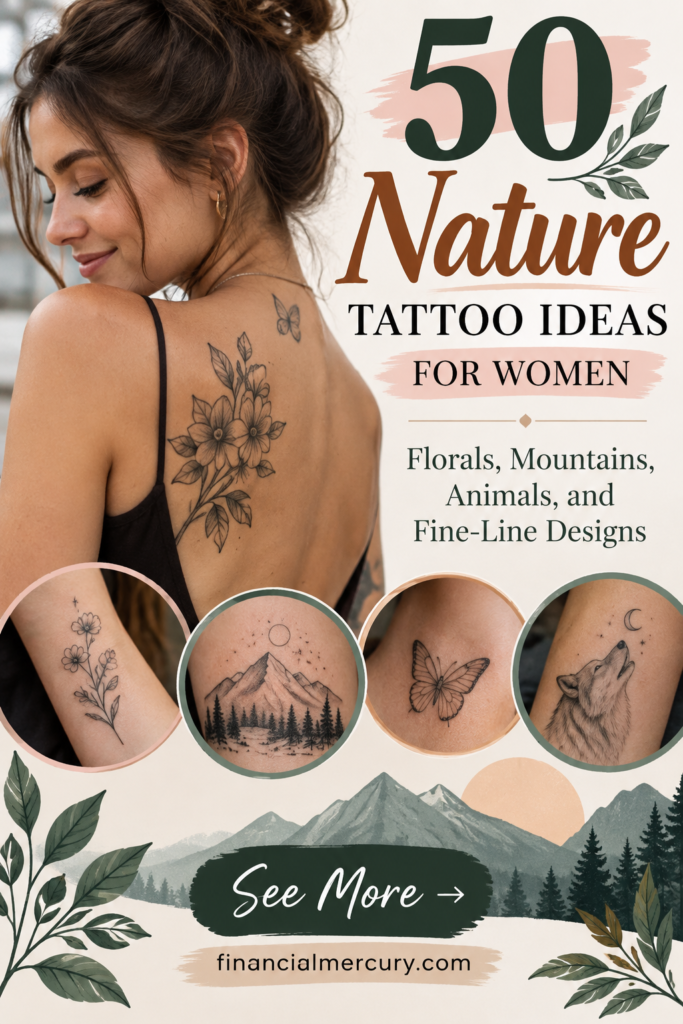 Nature-Inspired Shoulder Tattoo Portrait

