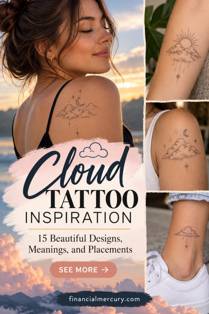 Dreamy Celestial Cloud Shoulder Tattoo