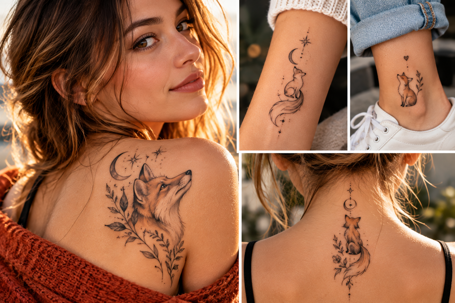 Elegant Fox Tattoo Portfolio Collage