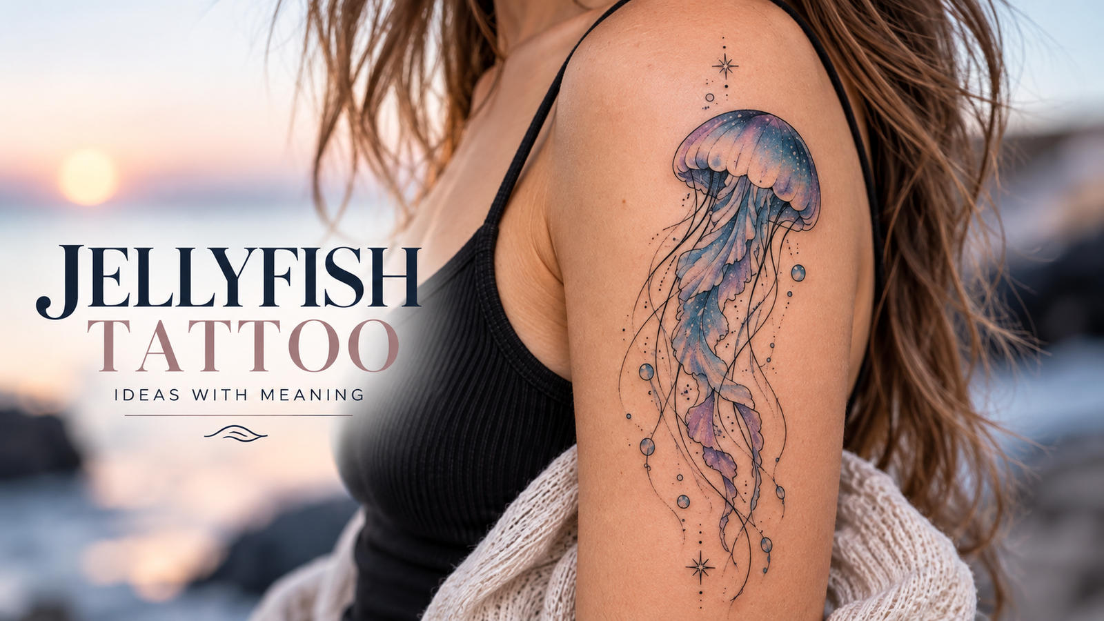 Ethereal Jellyfish Tattoo by the Sea