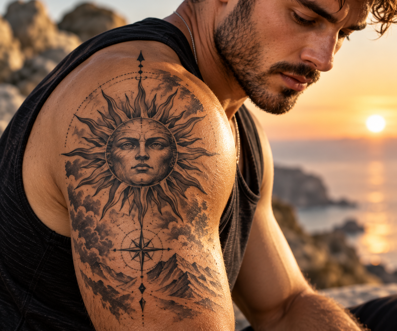 Sunset Sun Tattoo Portrait