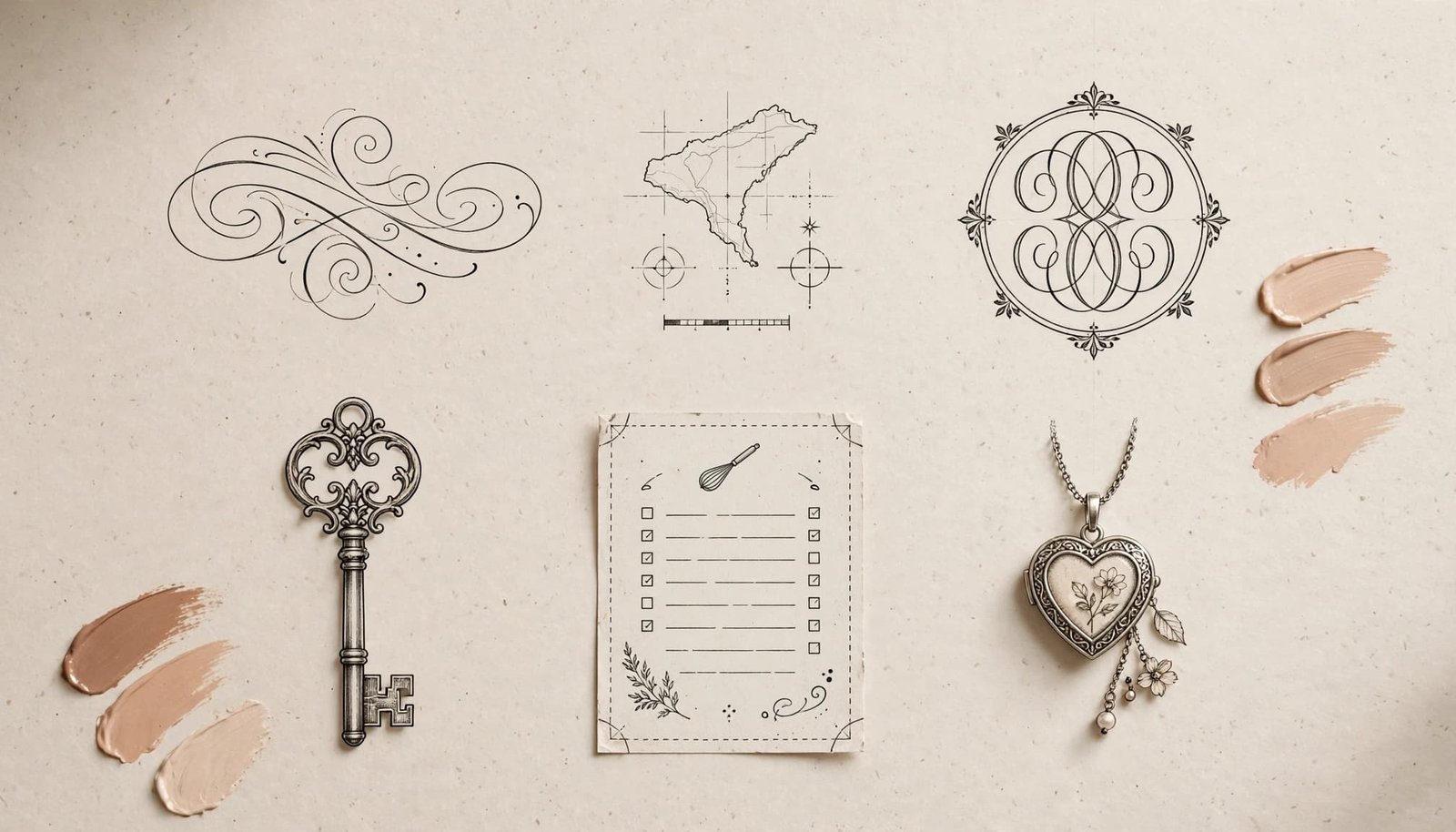 Six minimalist family tattoo designs arranged on neutral paper.